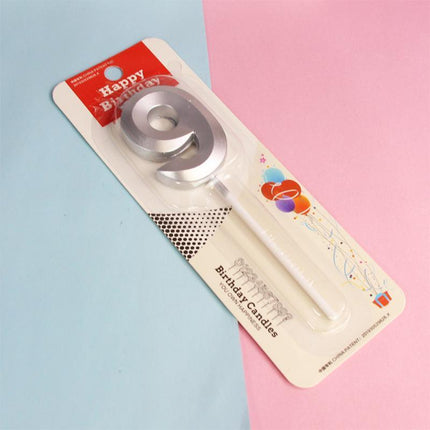 Classic Number Candles Individually Packed With Stand Birthday Make Up Ur Number Silver - Aimall