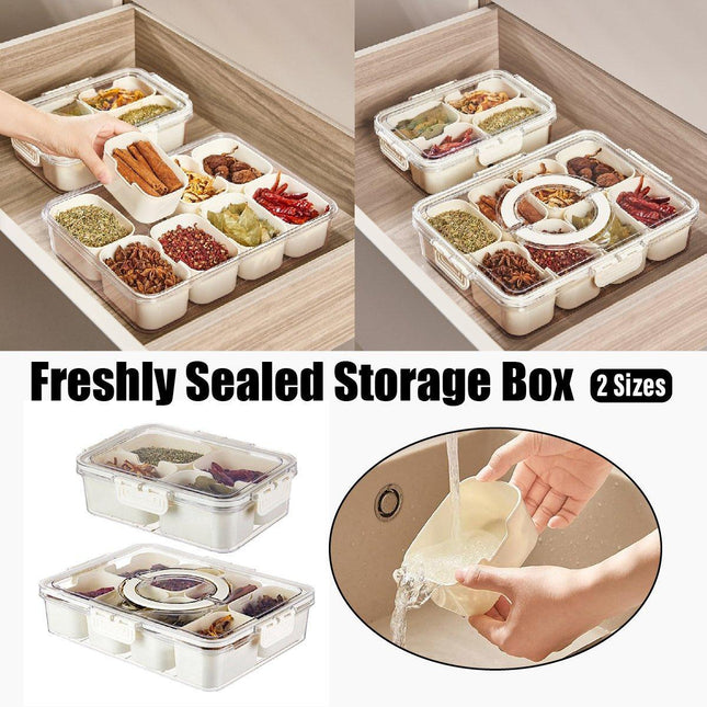 Food Grade Airtight Storage Box Portable Multi-compartment Seasoning Container