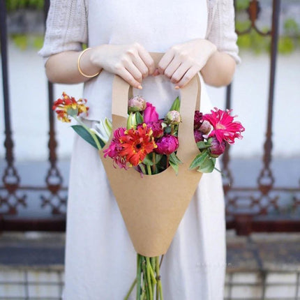 40pcs Kraft Paper Bouquet Bags Handheld Gift Valentine's Day Flower Packaging
