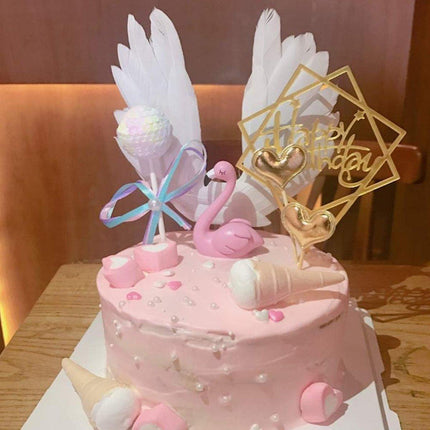 Angel Feather Wings Cake Toppers Party Decoration for Birthday Wedding Festive