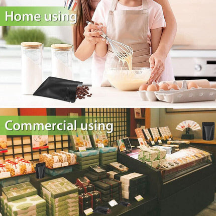 100PCS Black Aluminum Bag Mylar Foil Pouch Heat Sealer Food Storage Package Bags - Aimall