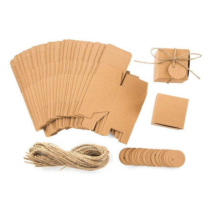 100pcs Vintage Kraft Paper Wedding Sugar Boxes Favors Gift Boxes Party Supplies
