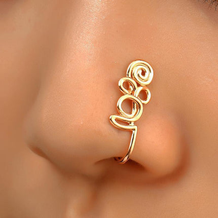 Ladies Fashion Clip-On Fake Nose Ring Cuff Non-Piercing African Style Nose Cuff - Aimall
