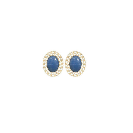 Elegant Blue Oil Drop Oval Earrings Retro Fashion Silver Needle Women Jewelry