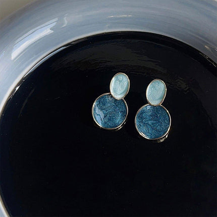 Vintage Blue Oil Drop Earrings Fashion Starry Sky Design Elegant Women Jewelry
