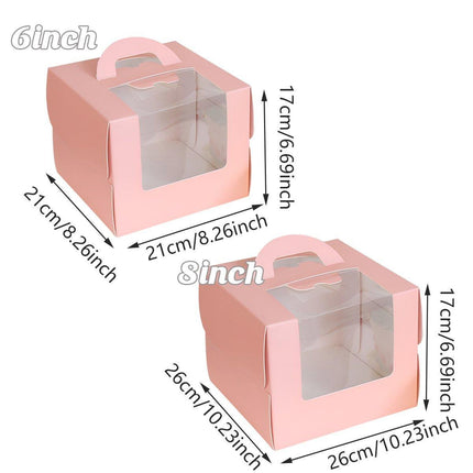 25pcs 6/8 Inch Portable Mousse Cake Box with Open Window Birthday Packaging