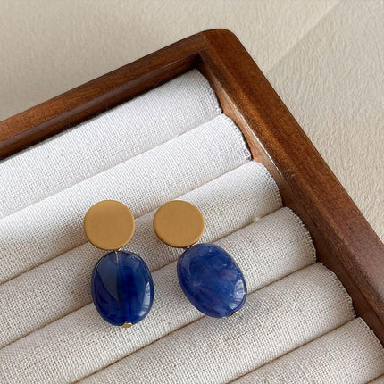 Modern Clashing Blue Earrings For Women Vintage Style Elegant Statement Jewelry