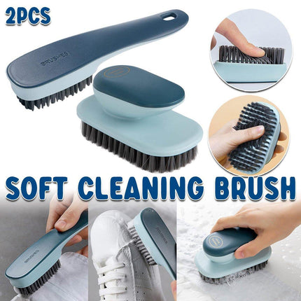 2PCS Blue Soft Bristle Shoe Brush and Multifunctional Cleaning Laundry Brush