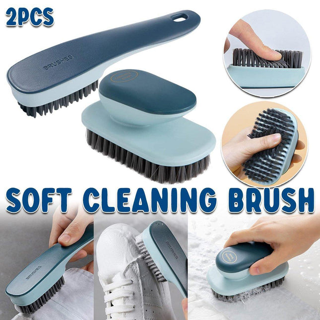 2PCS Blue Soft Bristle Shoe Brush and Multifunctional Cleaning Laundry Brush