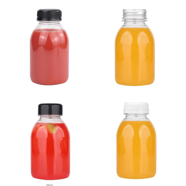 20pcs 250ml Reusable Plastic Juice Bottles 38mm Caliber Clear Beverage Container