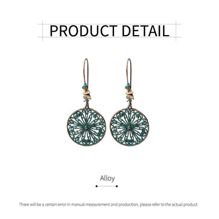 Bohemian Vintage Openwork Floral Round Earrings Elegant Jewelry Women Fashion