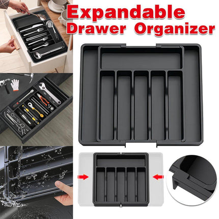 Expandable Cutlery Organizer Adjustable Silverware Drawer Storage Box Tray