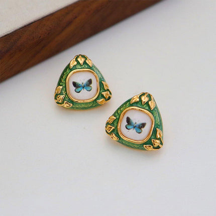 Chinese Green Butterfly Earrings Elegant Fashion Jewelry for Women Gift