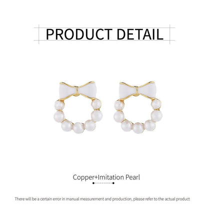 Chic Dainty Bow Earrings for Women Small Round Elegant Jewelry Fashion Gift
