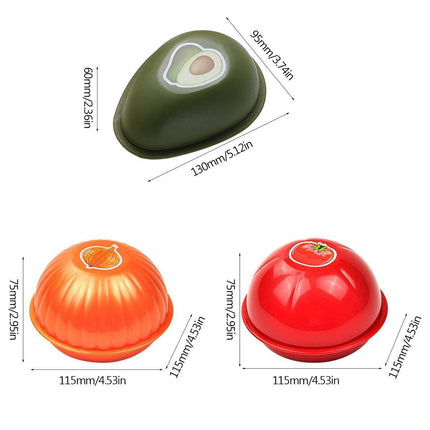 3X Plastic Fruit Vegetable Storage Container Avocado Tomato Lemon Onion Box and Lid