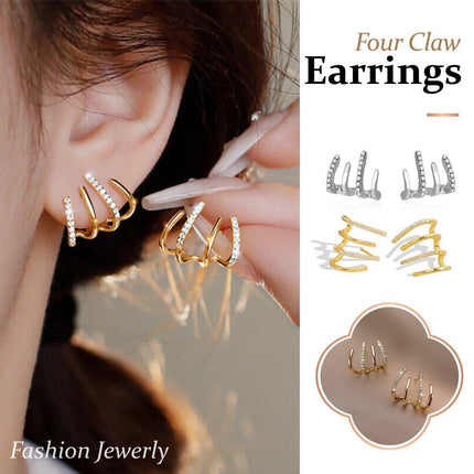 Women Fashion Four Claw Stud Earrings Elegant Jewelry Accessories for Ladies