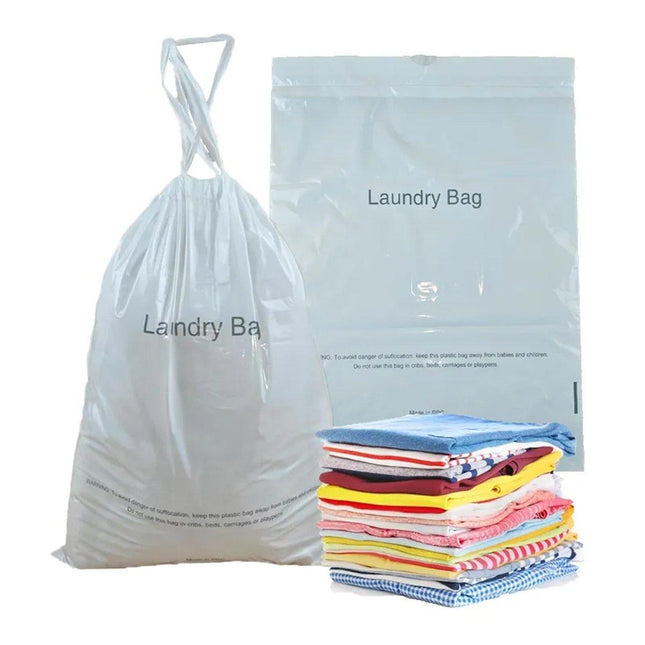 50pcs Hotel Guesthouse Plastic Laundry Bags with Drawstring for Travel or Home