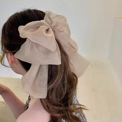 Large Tulle Bow Hair Clip Women Hair Clip Arty Headdress Gifts Ponytail Party - Aimall