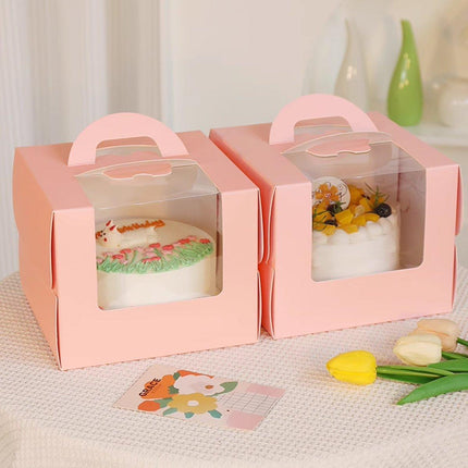 25pcs 6/8 Inch Portable Mousse Cake Box with Open Window Birthday Packaging