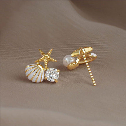 Asymmetrical Starfish Stud Earrings for Women Unique Fashion Jewelry Gift Set