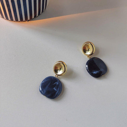 Irregular Blue Earrings For Women Retro Style Elegant Literary Fashion Jewelry