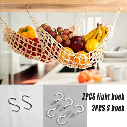Under Desk Hanging Fruit Basket Kitchen Storage Net Home Organizer for Fruits
