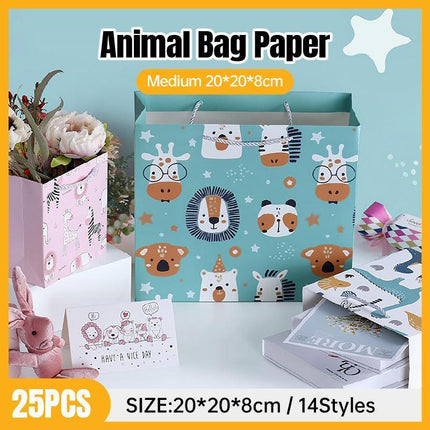 25x Creative Cartoon Animal Gift Bags Cute Birthday Party Favors Tote Paper Bags