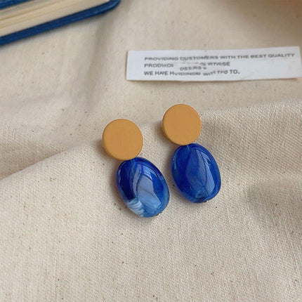 Modern Clashing Blue Earrings For Women Vintage Style Elegant Statement Jewelry