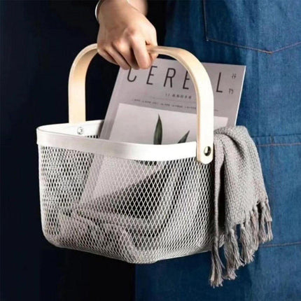 Hollow Iron Storage Basket for Fruit Vegetables Draining Organizer Kitchen Decor