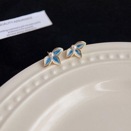 Haze Blue Earrings Vintage Temperament Stud Earrings Fashion Jewelry for Women