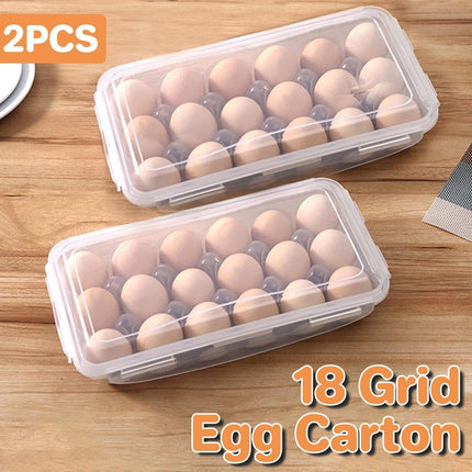 2x Eggs Keeper Trays 18 Slots Storage Box Containers Kitchen Refrigerator Holder