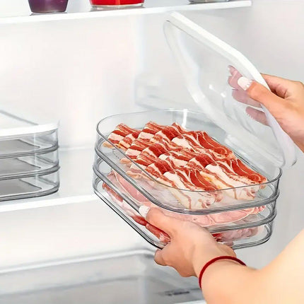 Food Grade Transparent Plastic Freezer Storage Box With Lid For Kitchen Fridge