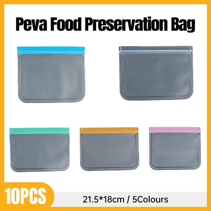 10pcs Reusable Frosted Food Storage Bags Ziplock Transparent Fresh Keeping
