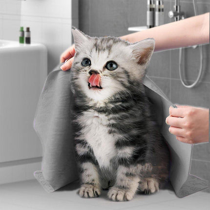 2PCS Quick Dry Absorbent Dog Bath Towels Soft Printed Cat Towel Set Pets