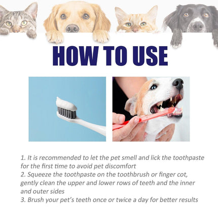 Pet Oral Care Cats Dogs Clean Bad Breath Tartar Stains Teeth Whitening Kit