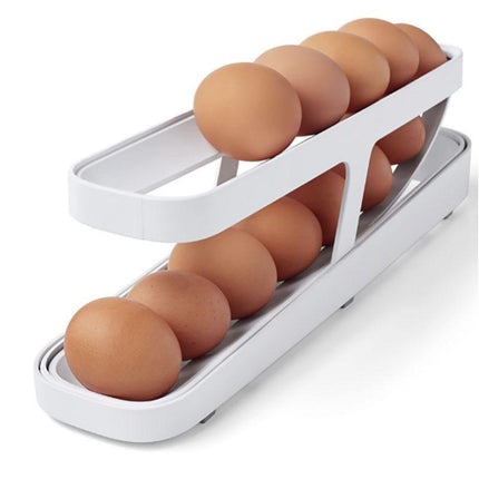 Rolldown Refrigerator Egg Dispenser Auto Rolling Egg Holder 2 Tier Storage Rack - Aimall