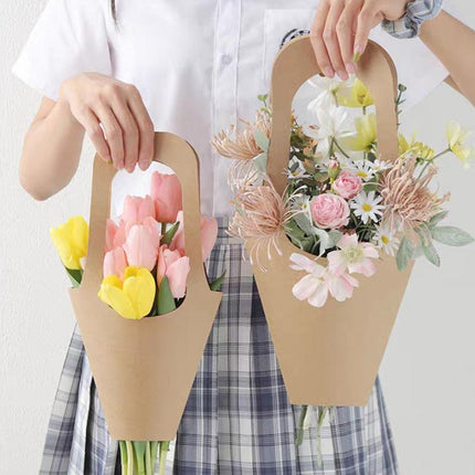 40pcs Kraft Paper Bouquet Bags Handheld Gift Valentine's Day Flower Packaging