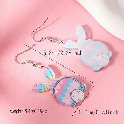 Easter Acrylic Bunny Earrings Cute Cartoon Rabbit Jewelry Spring Holiday Gifts