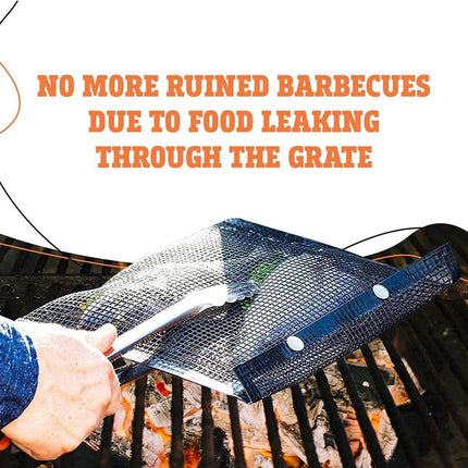 24*14CM BBQ Grilling Mesh Reusable Bag Outdoor Camping Barbecue Grill Mats Cooking Pads - Aimall
