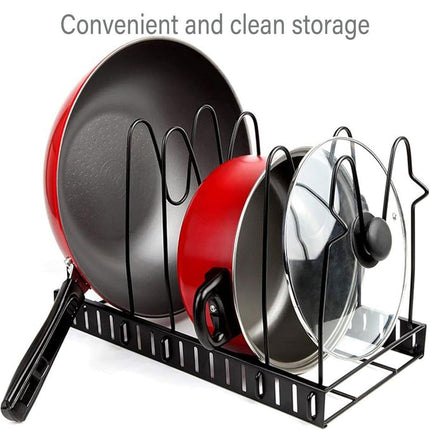 Multi-Layer Vertical Pot Lid Storage Rack Folding Kitchen Countertop Organizer