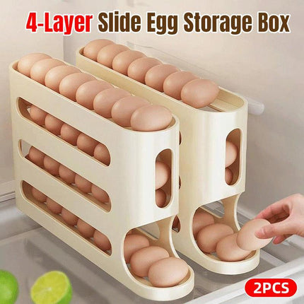 2pcs 4 Tier Slide Egg Organizer Storage Box Ladder Design for Egg Carton Holder