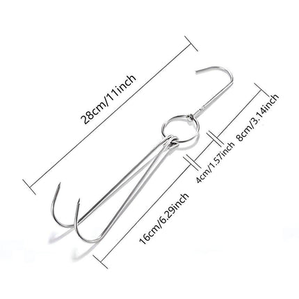 10PCS Stainless Steel Roast Duck Hooks Duty Double Hooks for Chicken Meat Goose
