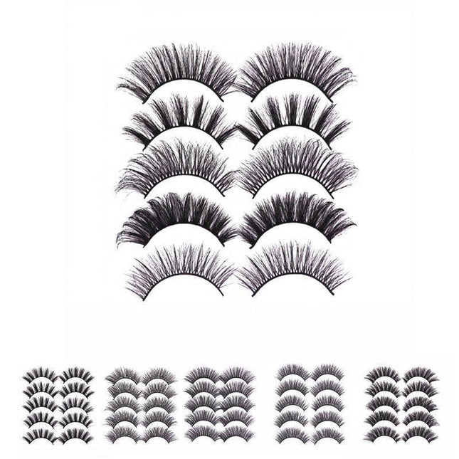 5 Pairs 3D Thick Mink Fake False Eyelashes Natural Long Wispy Makeup Lashes Au - Aimall