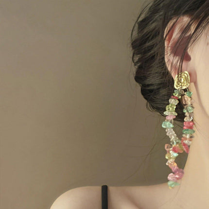 Colourful Irregular Square Tassel Earrings Trendy Fashion Jewelry for Women Gift