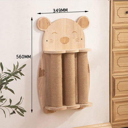 2Style Wood Wall-Mounted Natural Sisal Rope Cat Scratching Claw Grinding Pet Toy