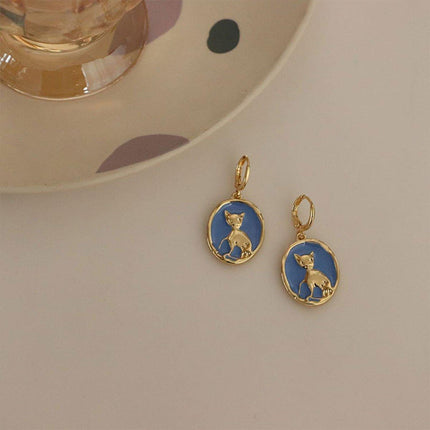 Oval Cat Earrings for Women Sweet Fashion Ear Buckle High Sense Jewelry Gift
