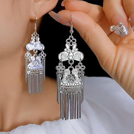 Vintage Ethnic Style Tassel Long Earrings Bohemian Jewelry for Women Accessory