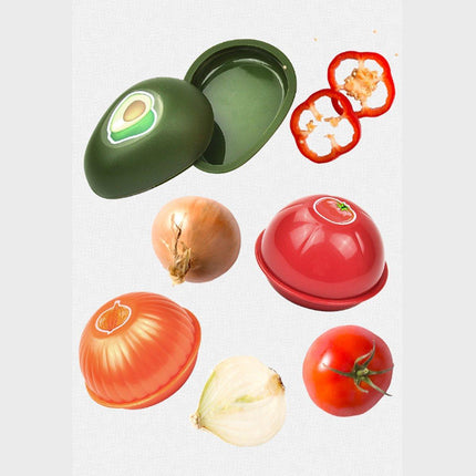 3X Plastic Fruit Vegetable Storage Container Avocado Tomato Lemon Onion Box and Lid