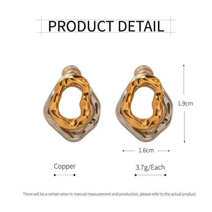 Two Tone Earrings For Women Fashion Studs Colourful Jewelry Accessories Gift
