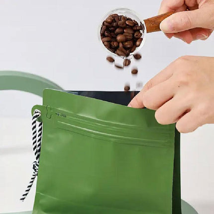 20 Pack Sealed Tea Coffee Bags Heat Seal Zipper Hang Rope Aluminum Foil Storage